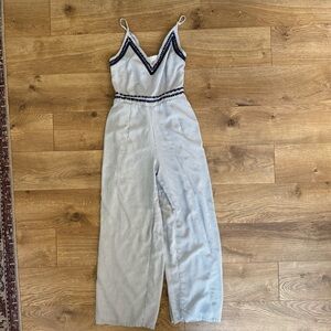Japna Light Gray Jumpsuit with Black Trim
